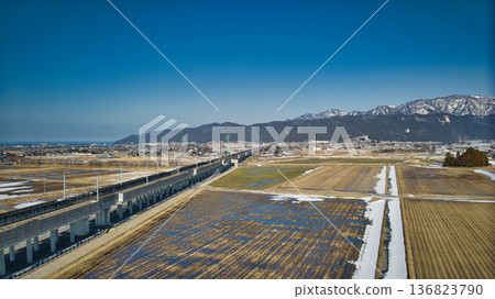 Asahi Town in eastern Toyama Prefecture in late February Asahi Town in eastern Toyama Prefecture in late February 136823790