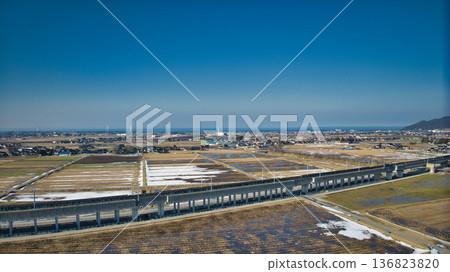 Asahi Town in eastern Toyama Prefecture in late February Asahi Town in eastern Toyama Prefecture in late February 136823820