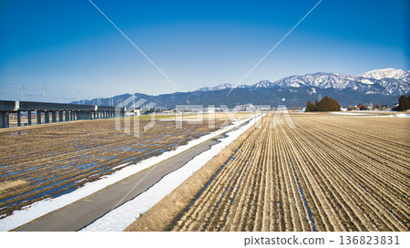 Asahi Town in eastern Toyama Prefecture in late February Asahi Town in eastern Toyama Prefecture in late February 136823831