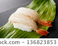 Nigiri sushi with raw shrimp 136823853