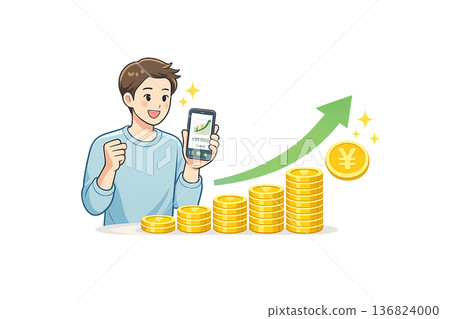 A man rejoicing at the growth of his investment A man rejoicing at the growth of his investment 136824000