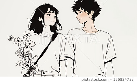 一對年輕夫妻過著充滿希望的生活：展望未來（簡約色彩） 136824752