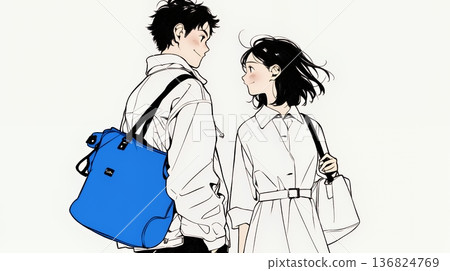 一對年輕夫妻過著充滿希望的生活：展望未來（簡約色彩） 136824769