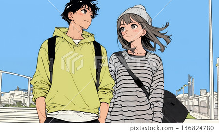 一對年輕夫婦過著充滿希望的生活：展望未來。 136824780