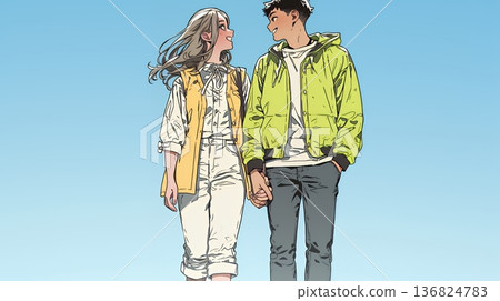 一對年輕夫婦過著充滿希望的生活：展望未來。 136824783