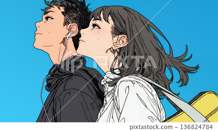 Young couple living a hopeful lifestyle: looking to the future 136824784