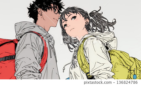 一對年輕夫婦過著充滿希望的生活：展望未來。 136824786