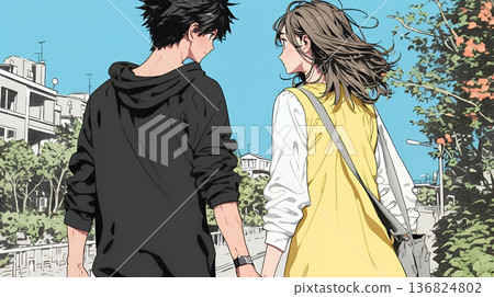 Young couple living a hopeful lifestyle: looking to the future 136824802