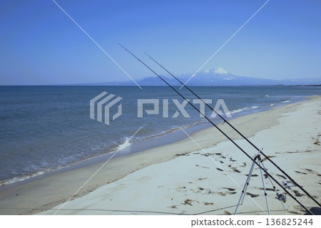 在美麗的沙灘上釣魚 136825244