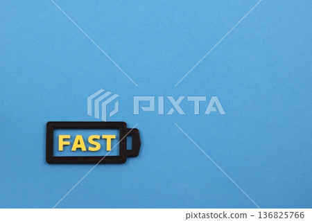 The yellow lettering FAST symbolizes high-speed processing The yellow lettering FAST symbolizes high-speed processing 136825766