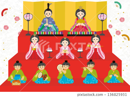一組層疊式雛人偶展示架的向量圖 一組層疊式雛人偶展示架的向量圖 136825931