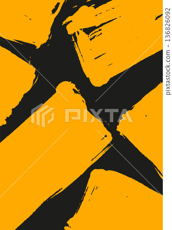 Abstract black and yellow brush pattern background Abstract black and yellow brush pattern background 136826092