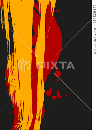 Japanese Yellow Red Ink Brush Stroke Vector Banner 136826122