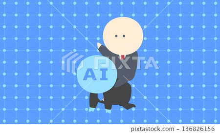 Business image illustration_Image of a businessman giving instructions to AI 136826156