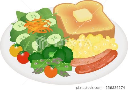 Vegetable-packed morning plate 136826274