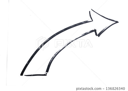 an arrow pointing to the right drawn with a black marker an arrow pointing to the right drawn with a black marker 136826340