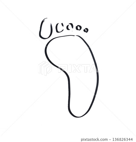 a footprint drawn with a black marker a footprint drawn with a black marker 136826344
