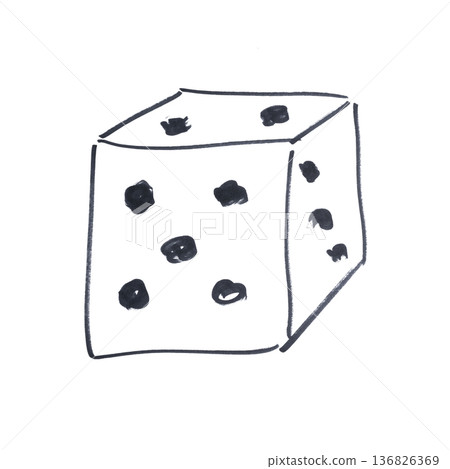 a dice drawn with a black marker a dice drawn with a black marker 136826369
