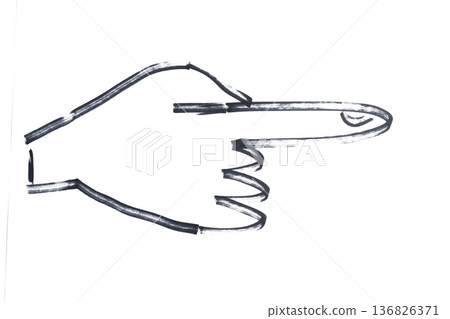 index finger of a hand pointing to the right drawn with a black marker index finger of a hand pointing to the right drawn with a black marker 136826371