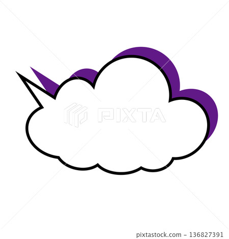 簡單的蓬鬆雲朵狀對話框(白色背景) 簡單的蓬鬆雲朵狀對話框(白色背景) 136827391