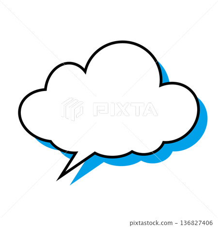 簡單的蓬鬆雲朵狀對話框(白色背景) 簡單的蓬鬆雲朵狀對話框(白色背景) 136827406
