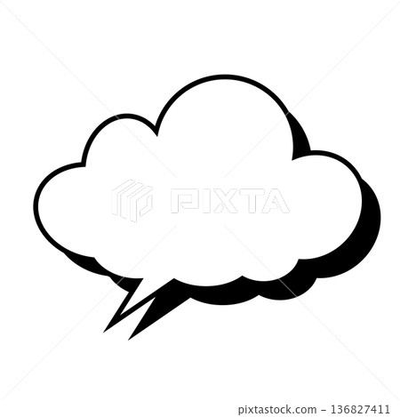 Simple fluffy cloud-shaped speech bubble (white background) Simple fluffy cloud-shaped speech bubble (white background) 136827411