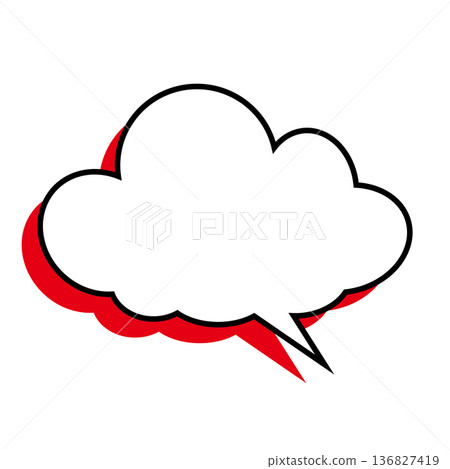 Simple fluffy cloud-shaped speech bubble (white background) 136827419