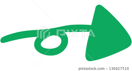 Illustration of a single filled hand-drawn arrow 12 (green) 136827510