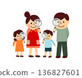 Family looking through a magnifying glass 136827601