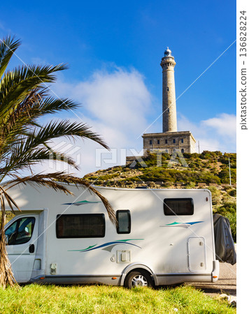 Camper at Cape Palos lighthouse, Spain Camper at Cape Palos lighthouse, Spain 136828224