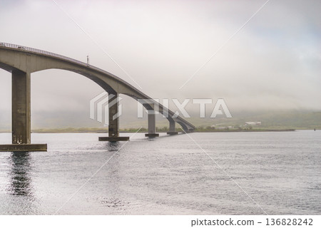 Bridge over fjord, Lofoten islands Norway Bridge over fjord, Lofoten islands Norway 136828242