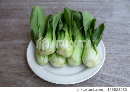 Asian Food, Bok Choy, Brassica rapa, Cabbage, Color Image 136828980