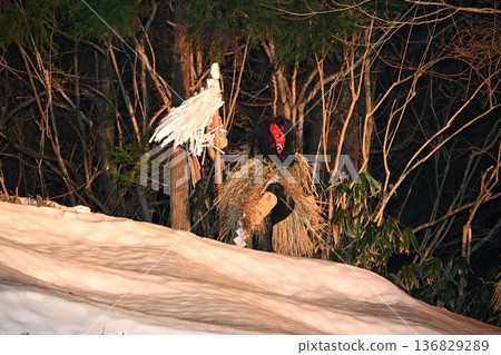 Namahage descending the mountain at the Namahage Sedo Festival in Akita Namahage descending the mountain at the Namahage Sedo Festival in Akita 136829289