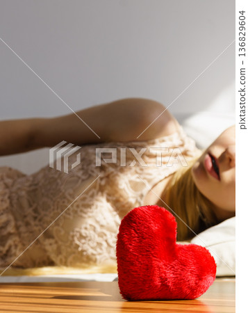 Sad woman on Valentines day 136829604