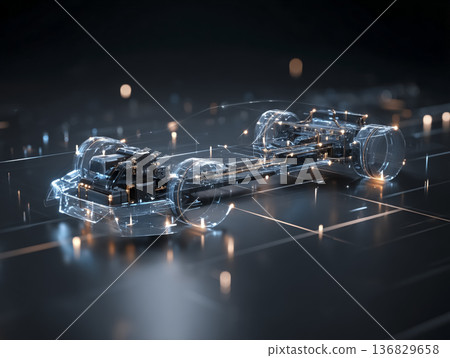 電動車內部底盤結構的線框圖 | 下一代移動出行技術示意圖 電動車內部底盤結構的線框圖 | 下一代移動出行技術示意圖 136829658