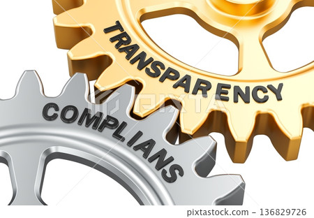 Transparency and Compliance concept with gears, 3d rendering Transparency and Compliance concept with gears, 3d rendering 136829726