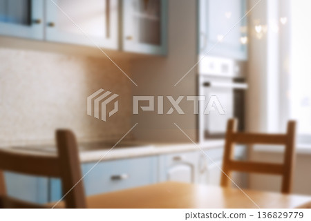 Blurred kitchen dining interior 136829779