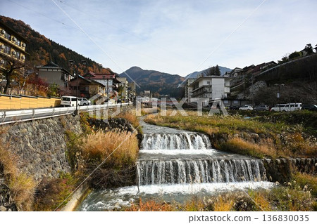 Autumn streetscape of the cobblestone streets of Shibu Onsen (Yamanouchi Town, Nagano Prefecture) 136830035