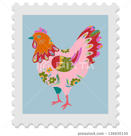 chicken design over dotted background vector illustration 136830130
