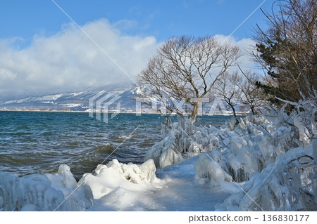 Spray ice on Lake Inawashiro, Fukushima Spray ice on Lake Inawashiro, Fukushima 136830177