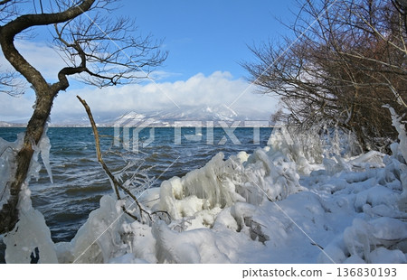 Spray ice on Lake Inawashiro, Fukushima Spray ice on Lake Inawashiro, Fukushima 136830193