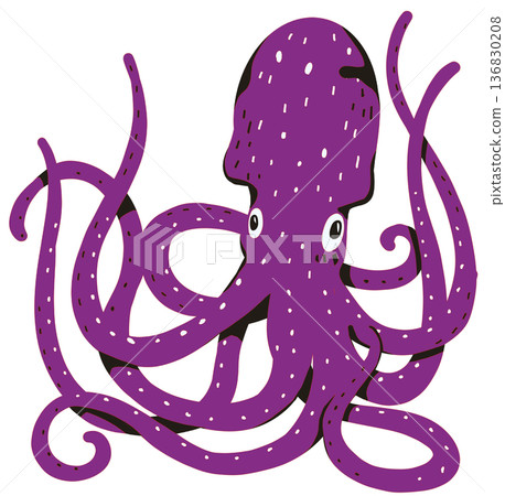 Purple cartoon octopus pop art style illustration art 136830208