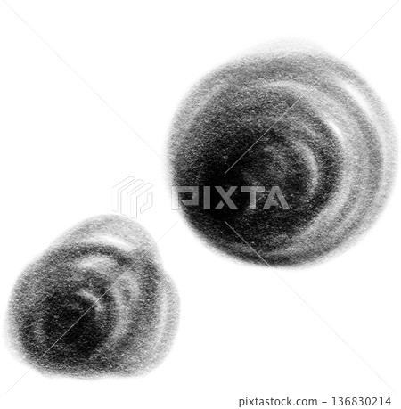 black ink charcoal drawing swirl circle illustration element 136830214