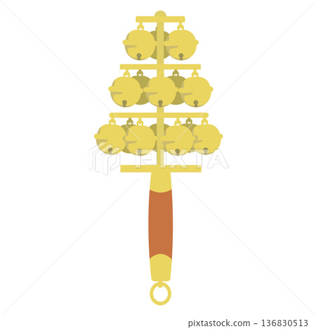 用於神樂舞和神社巫女舞的傳統神樂鈴插圖 136830513