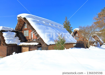 【岐阜縣】晴天白川鄉白雪皚皚 【岐阜縣】晴天白川鄉白雪皚皚 136830598