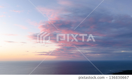 Pink clouds over Pacific Ocean in Costa Rica 136830667