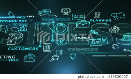 Corporate process animation in a 3D space. Corporate process animation in a 3D space. 136830907
