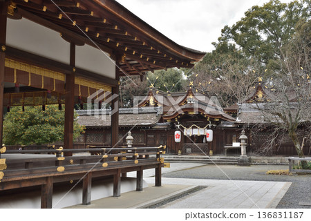 Hirano Shrine in winter: The inner gate seen from the worship hall (Kita Ward, Kyoto City) Hirano Shrine in winter: The inner gate seen from the worship hall (Kita Ward, Kyoto City) 136831187
