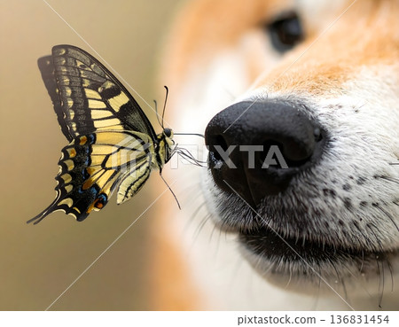 與柴犬和蝴蝶共度寧靜的午後時光 與柴犬和蝴蝶共度寧靜的午後時光 136831454