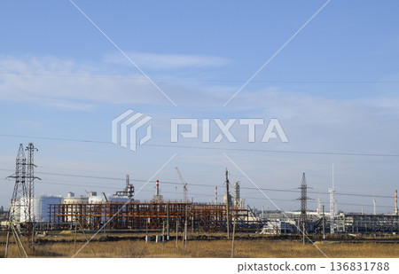 Distillation columns, pipes and other equipment furnaces refinery. Distillation columns, pipes and other equipment furnaces refinery. 136831788